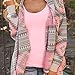 FULLIN Women Casual Geometry Printed Irregular Open Front Knit Cardigan,2XL