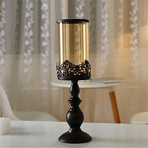FEIFEI Candle Holders Iron And Glass Material Romantic Fashion Household Items Two Sizes ( Size : 11*37cm )