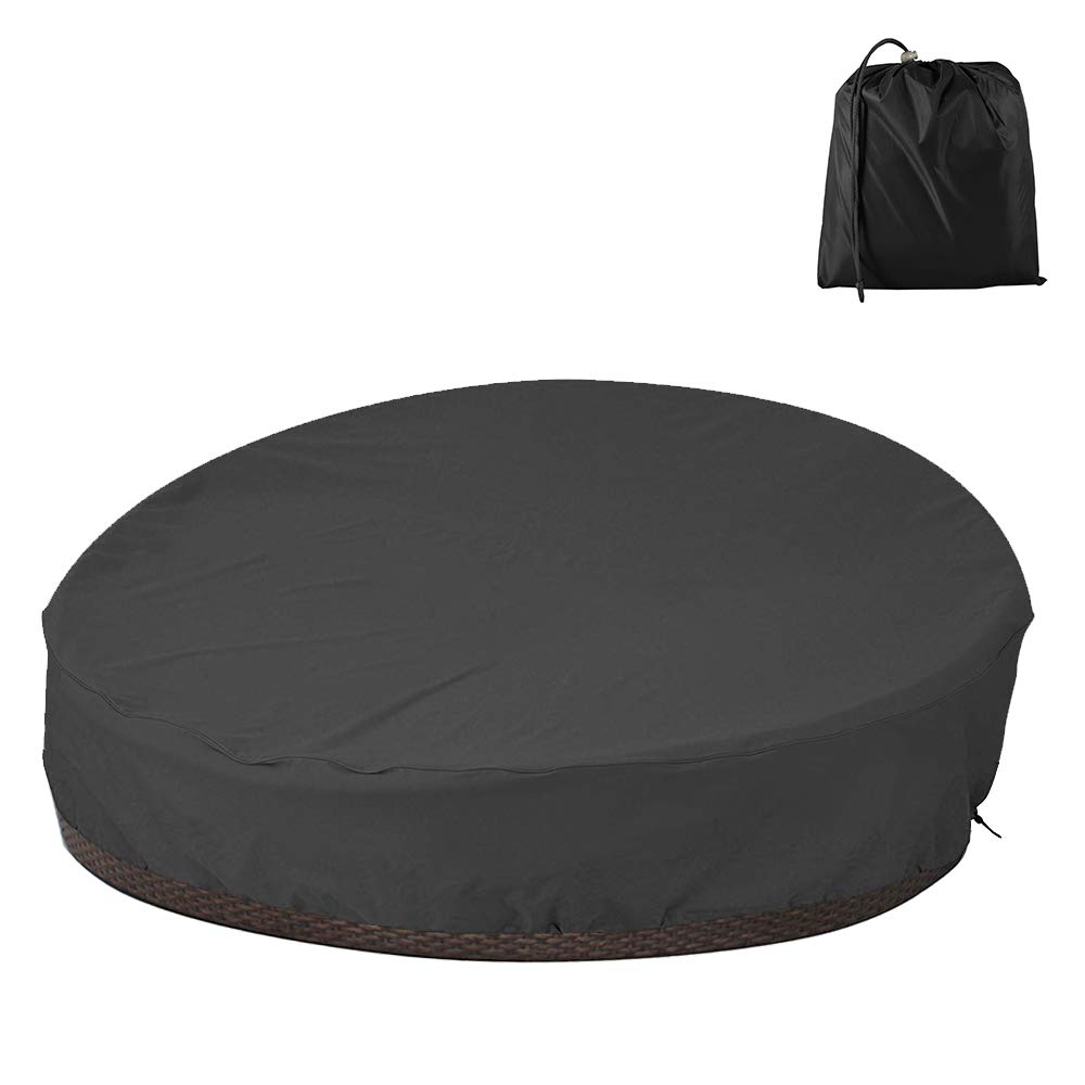 Garden Table Cover Round Patio Daybed Cover Waterproof Oxford Fabric Garden Furniture Cover Outdoor Daybed Sofa Protective Cover 228x83cm (210D)
