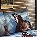 HIG 3D Bed Sheet Set - 4 Piece 3D Running Texas Wild Horse Printed Sheet Set King Size (D06) - Soft, Breathable - Includes 1 Flat Sheet,1 Fitted Sheet,2 Shams