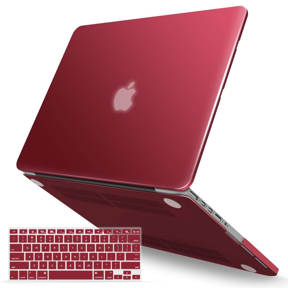 IBENZERCompatible with MacBook Pro 15 Inch Case 2015 2014 2013 2012 A1398, Hard Shell Case with Keyboard Cover for Old Version Apple Mac Pro Retina 15, Wine Red, R15WR+1