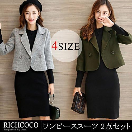 Amazon ワンピーススーツ ワンピース ジャケット セットアップ スーツ セレモニースーツ 結婚式 ワンピーススーツ 代 30代 40代 母親 母 ママスーツ 卒園式 入園式 七五三 フォーマル スーツ お宮参り 披露宴 L グレー パンツスーツ 通販