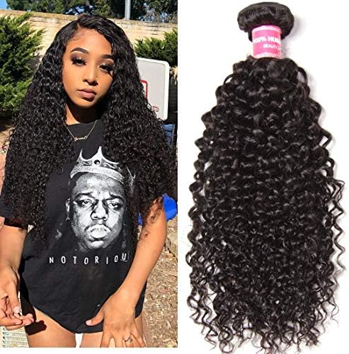 Klaiyi Hair 10A Brazilian Curly Virgin Hair Weave 1 Bundle 100% Unprocessed Human Hair Extensions Natural Color 95-100g/pc (14inch)