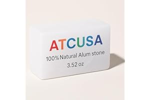 ATCUSA 100% Pure Alum Block Natural Deodorant & Aftershave Soothes Razor Burn | Shaving Skin Irritation | Fitkari Alum Stone Rich Astringent | Easy to Use Non-Staining Unscented Alcohol-Free | 3.53 Ounce (1)