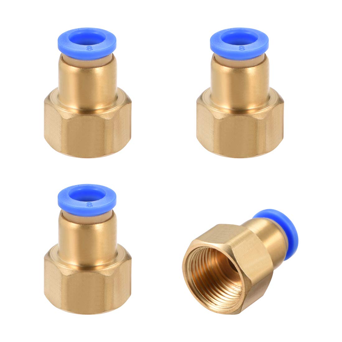 sourcing map Push to Connect Tube Fitting Adapter 8mm Tube OD x 3/8 PT Female Straight Pneumatic Connecter Connect Pipe Fitting 4pcs