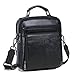 Langzu Mens Genuine Leather Crossbody Single-Shoulder Briefcase Messenger Handbag (black)