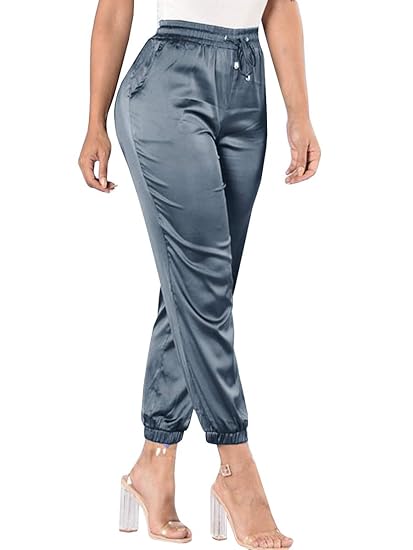 satin high waisted skinny pants