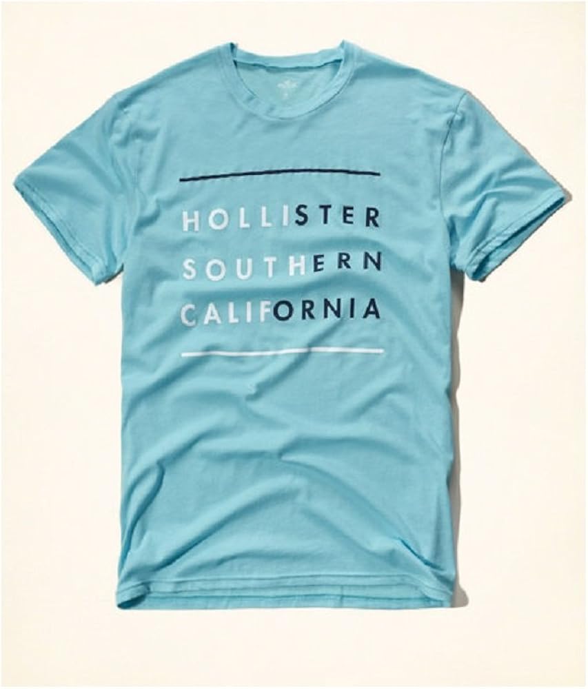 Hollister HCO Logo Men's Graphic T shirt Tee (M, Aqua 4