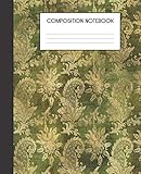 Composition Notebook: Faux Golden Floral Flower Pattern College Ruled Notebook Lined School Journal