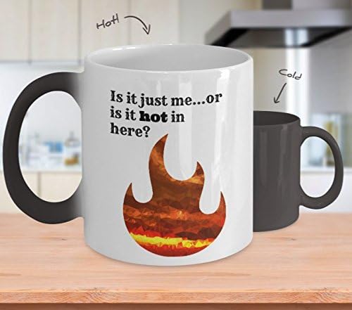 Is it just me or is it hot in here ?- Unique Color Changing Fun Coffee Mug - Menopause makes me smile.