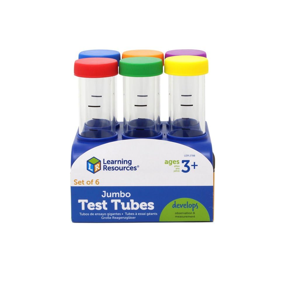 Learning Resources Primary Science Jumbo Test Tubes with Stand, Set of 6 Tubes, Ages 3+