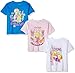 Disney Toddler Girls' Rapunzel Tangled 3-Pack Short Sleeve Graphic T-Shirt, Turquoise/White/Pink, 4T