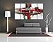 Noah Art-Red Abstract Wall Art for Living Room Wall Decor, 100% Handmade Paintings on Canvas, 3 Piece Stretched and Framed Modern Pictures for Rooms Office Home Decor, 24