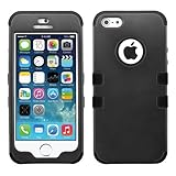 iPhone 5S Case, iPhone 5 Case Case Loca Hybrid Impact Shockproof Cover Hard Armor Shell and Soft Silicone Skin Layer With Stylus Pen (Black + Black)