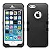 iPhone 5S Case, iPhone 5 Case Case Loca Hybrid Impact Shockproof Cover Hard Armor Shell and Soft Silicone Skin Layer With Stylus Pen (Black + Black)