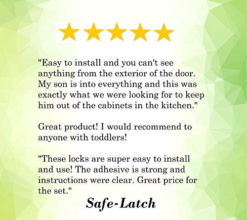 Child Safety Cabinet Locks - Latches by Safe-Latch - Strong 3M Adhesive - No Tools, Drilling, Screws or Magnets to Misplace - Baby Proof Drawers, Cabinets (8 pack locks and upgraded catchers) Black