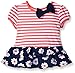 Gerber Graduates Little Girls' Toddler Short Sleeve Drop Waist Top with Hemmed Double Ruffle, Coral Stripe, 5T