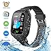 Jsbaby Kids Smartwatch Waterproof GPS/LBS Tracker Phone Compatible iOS Android for Children 3-12 Girls Boys SOS Call Remote Camera Two Way Call Touch Screen Games Christmas Birthday (Black)
