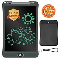 LCD Writing Tablet with Sleeve Case, ERUW 10 Inch Electronic Graphics Drawing Pads, Drawing Board eWriter, Digital Handwriting Doodle Pad with Memory Lock for Kids Home School Office,Black