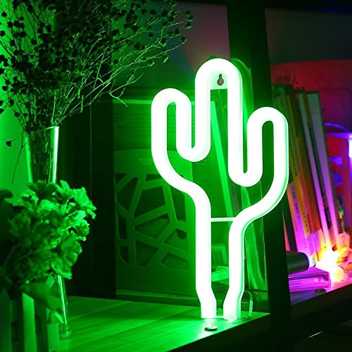 AIZESI Neon Light, Cactus Neon Lamps,Cactus Signs Marquee Battery Or USB Operated Table Led Ligths Wall Decoration for Girls Bedroom,Living Room, Christmas,Party as Kids Gift(Green Cactus)