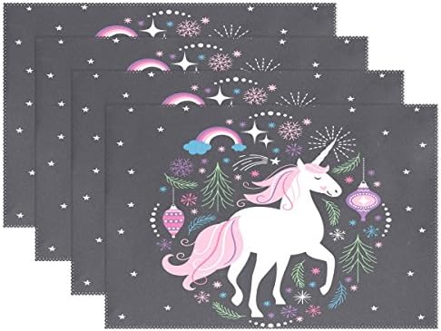 Magical Unicorn Snow Christmas Place Mat Table Mat for Kitchen Dining Room Heat Insulation Anti-skid Home Decor by MOCK ST Place Mat 12 x 18 inches 1 Piece