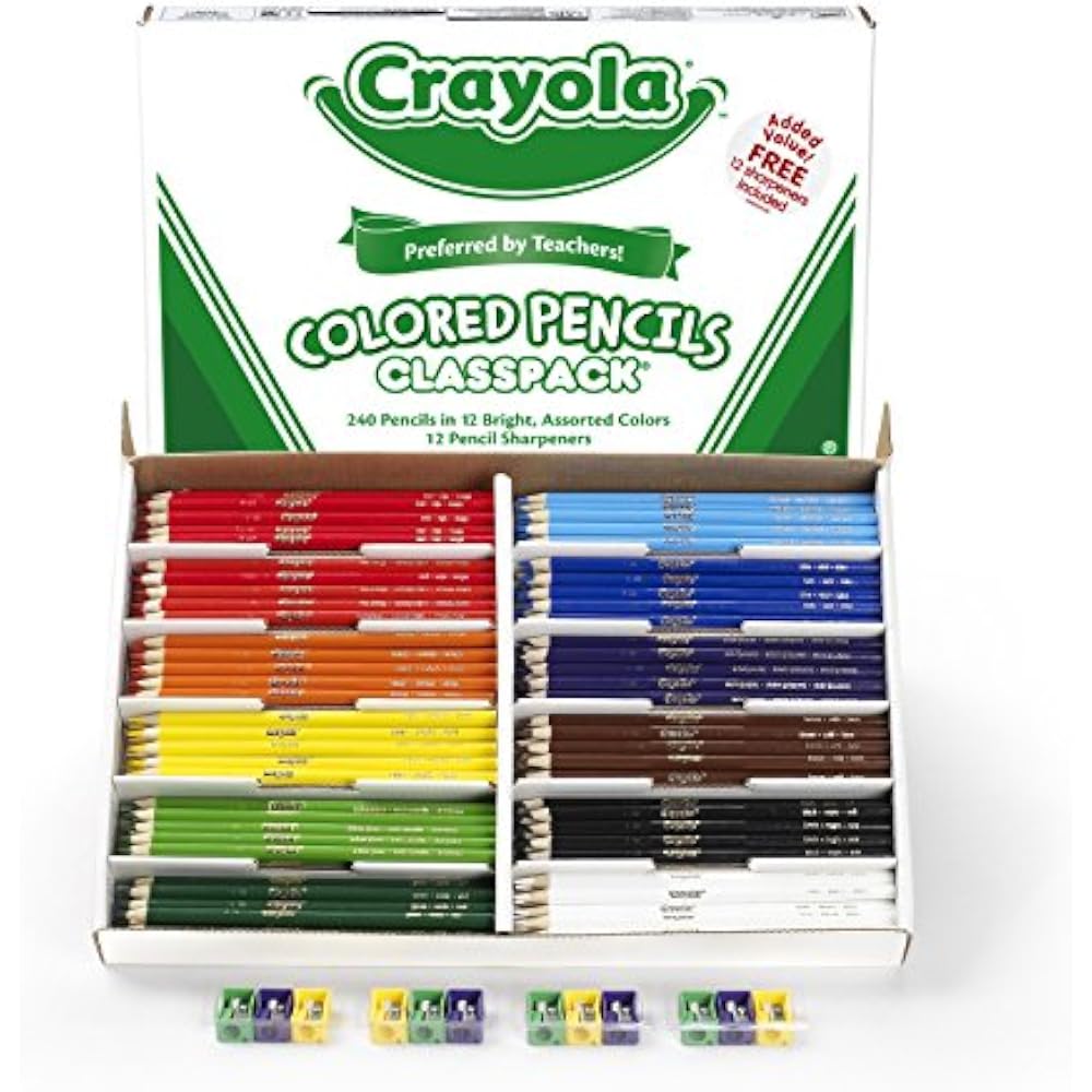 Colored pencils crayola bulk 240 count classpack 12 assorted colors 