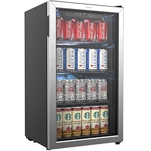 hOmeLabs Beverage Refrigerator and Cooler – 120 Can Mini Fridge with Glass Door for Soda Beer or Wine – Small Drink…