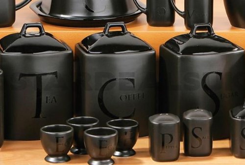 dark grey tea coffee sugar jars