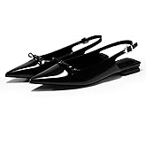 Coutgo Womens Slingback Flats Bow Slip on Dress Shoes Buckle Comfortable Ballet Flats Pointed Toe Flat Party Work Shoes