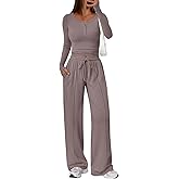 Trendy Queen 2 Piece Matching Lounge Sets for Women Fall Fashion Outfits 2026 Two Piece Travel Sweatsuits Clothes