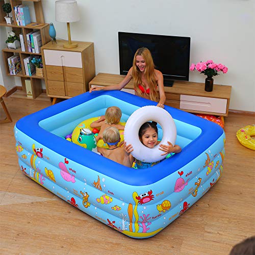 WateBom Inflatable Family Swim Center Pool with Inflatable Soft Floor, 83 inches Ocean World Kids Swimming Pool - Thumbnail 3