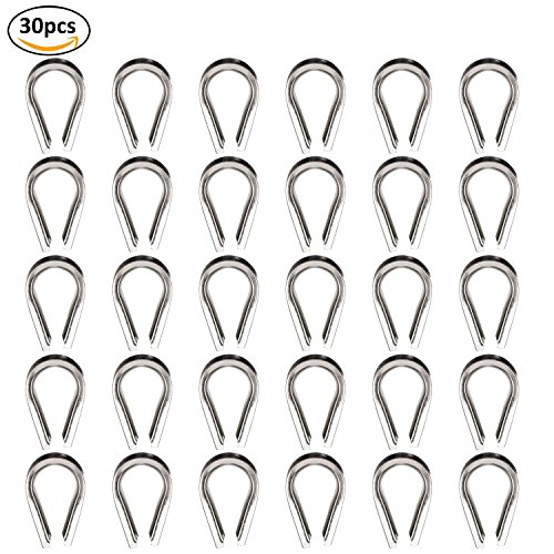 M3 304 Stainless Steel 3/32" - 1/8" Diameter Wire Rope Cable Thimbles Rigging, 30 Pcs