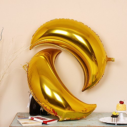 ZOOYOO 36" Moon Foil Mylar Balloon - 10pcs Balloons For Birthday Party & Wedding Decoration (Gold) - Thumbnail 4
