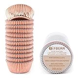 Gifbera Rose Gold Foil Mini Cupcake Liners/Baking Cups, 300-Count