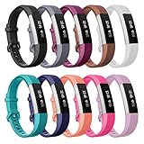 Henoda Compatible with Fitbit Alta/Fitbit Alta HR Bands, Large 10 Color Soft Replacement Band Adjustable Sport Strap Compatible for Fitbit Alta/Fitbit Alta HR/Fitbit Ace Fitness Wristbands