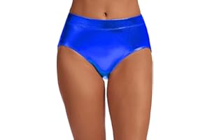 OVIGILY Women's Shiny Briefs Metallic Shorts Booty Dance Festival Bottoms