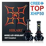 HIKARI LED Headlight Bulbs Conversion Kit -HB3(9005),CREE XHP50 9600lm 6K Cool White,2 Yr Warranty