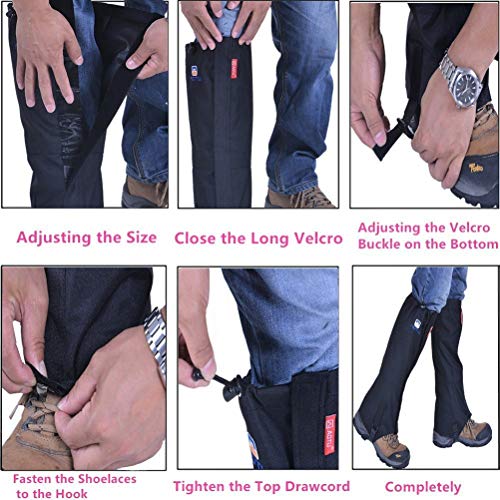 Winis Outdoor Hiking Camping Mountain Climbing Leg Gaiters, Oxford Polyester Waterproof Dustproof Antiwater Leg Cover, Breathable Anti-bite Leg Protection Guard Snake Guard Shields (Black) - Thumbnail 6