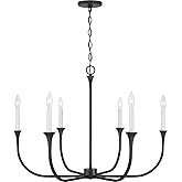 Capital Lighting 452361BI Decklan Transitional Minimalistic Industrial Candle Chandelier, 6-Light 360 Total Watts, 24" H x 32