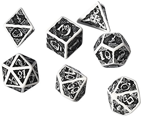 Celtic 3D Dice White/Black (7) Board Game