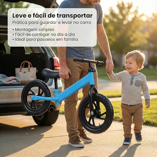 Bicicleta de Equilíbrio Infantil URBANIUS Sem Pedal com Guidão 360 e Assento Ajustável 2 a 4 Anos, Desenvolve Equilíbrio e Coordenação, Certificada INMETRO