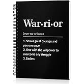 Msticey Warrior Definition 160 Blank Pages Hardcover Spiral Notebook, Inspirational Gifts for Coworker, Recovery Cancer Survivor Gifts, Cheer Up Gifts for Employees, Warrior Gifts for Women Men