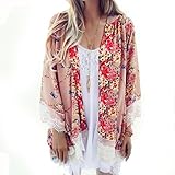 Sannysis Women Printed Chiffon Shawl Kimono Cardigan Tops Cover Up Blouse