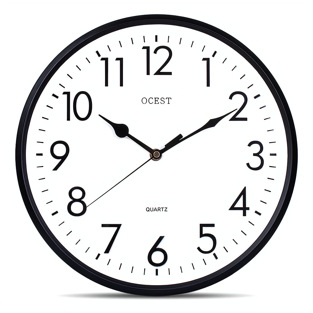 OCEST Garden Clocks Outdoor Waterproof, 12inch Large Display Battery Operated Quartz Decorative Clock Silent Non-Ticking Round Easy to Read for Pool Patio Bathroom Kitchen