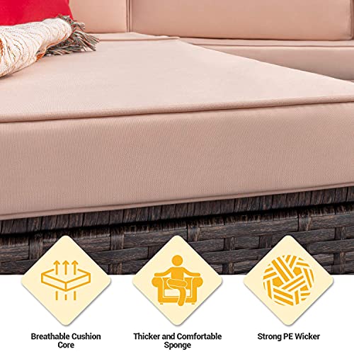 Furniwell 7 Pieces Patio Furniture Sectional Set Outdoor Wicker Rattan