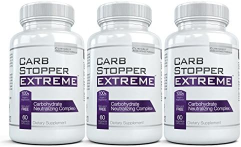CARB STOPPER EXTREME (3 Bottles) - High Performance Carbohydrate & Starch Blocker Formula/Diet, Fat Loss, Slimming Supplement with White Kidney Bean Extract,60 count each by Carb Stopper Extreme