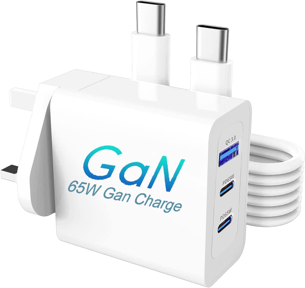 USB C Charger 65W PD 3.0 GaN Charger For Oppo Reno 8 /Reno 10/Reno11/Reno 12/Reno 8 Pro/Oppo Reno 8 Lite Type C Adapter with 3-Port Fast Wall Charger With 60W Cable for Find N2 Flip