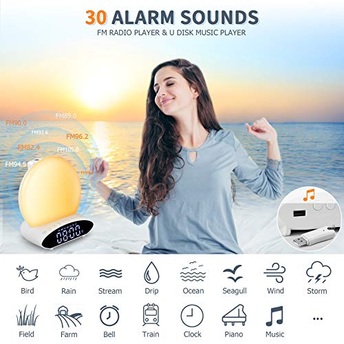 Wake Up Light Sunrise Alarm Clock for Heavy Sleeper, 7 Color Sleep Aid