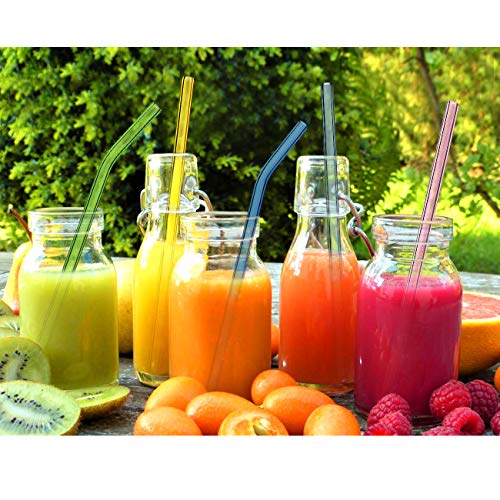 WOWDSGN 14 Stück Glas Strohhalme Wiederverwendbar, 12 Farbig Trinkhalme aus Glas mit 2 Reinigungsbürsten für Cocktails… – Bild 7