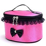 DZT1968® Handle Large Cosmetic Bag Travel Makeup Organizer Case Holder (Hot pink)